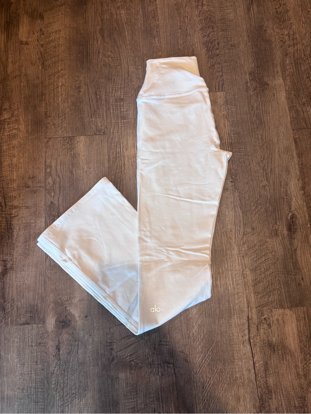 High-Waist Alo White Flare Yoga Pants - Picture 3 of 3